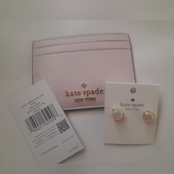 kate spade Accessories - New Kate Spade Madison Card Holder In Pale Amethis With Kate Spade Earrings.NWT
